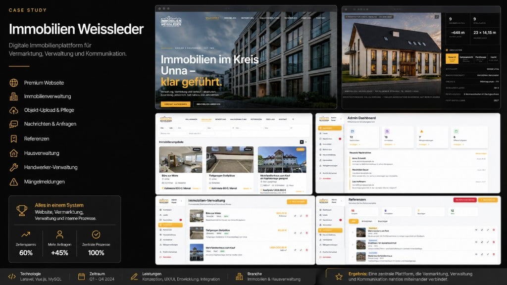 Immobilien Weissleder – Digitale Immobilienplattform für Vermarktung, Verwaltung und Kommunikation.