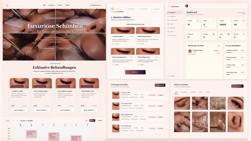 Lulu's Beauty – Luxuriöses Buchungssystem mit Service-Auswahl, Terminverwaltung und Admin-Panel.